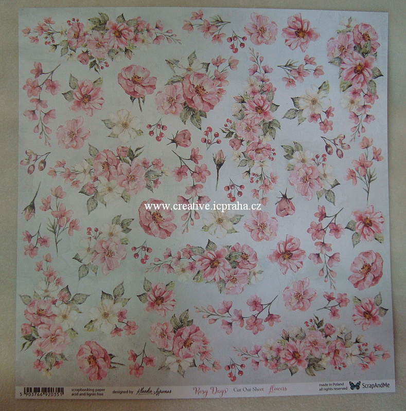 ScrapAndMe RosyDays Flowers 30.5x30.5cm 250g/m2